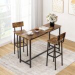 GILLAS Set of 2 Bar Stools, Tall Bar Stool with Backrest and Footrest, Tall Bar Chairs, Industrial Style Counter Height Bar Stool for Dining Room, Kitchen, Rustic Brown - Image 6