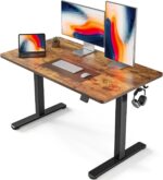 FEZIBO Electric Standing Desk, 48 x 24 Inches Height Adjustable Stand up Desk, Sit Stand Home Office Desk, Computer Workstation, Vintage Brown - Image 2