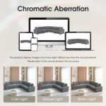 Merax 106" Corduroy Sectional Corner Sofa with Cup Holders & USB Charger, 5 Seat Convertible L Shaped Couch Set with Armrest Storage, Oversized Comfy Modular Sofabed for Living Room & Apartment, Gray - Image 8