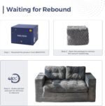 MAXYOYO Convertible Sofa Bed, Pull Out Loveseat Sleeper Sofa, 2 in 1 Folding Couch Bed, Fold Out Floor Couch with Pillows for Living Room Bedroom Lounge, Dark Grey - Image 8