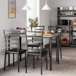 IDEALHOUSE 5-Piece Kitchen Dining Room Table Chair Set for Small Space, Indoor Modern Dinette Set for 4, Square Dinner Table Set for Dinette, Breakfast (Grey) - Image 5