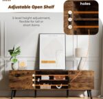 SUPERJARE TV Stand for 55 Inch TV, Entertainment Center with Adjustable Shelf, 2 Cabinets, TV Console Table, Media Console, Solid Wood Feet, Cord Holes, for Living Room, Bedroom, Rustic Brown - Image 5