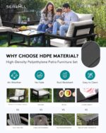 SERWALL HDPE Patio Furniture Set, 7-Piece Outdoor Sectional Sofa Set, All Weather Outdoor Couch Set for Deck, Lawn, Black Frame with Khaki Cushion - Image 4