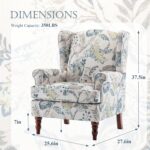 MELLCOM Floral Accent Chair, High Back Upholstered Armchair with Solid Legs, Leisure Single Sofa Chair for Living Room, Bedroom, Home Office, Blue Floral - Image 4