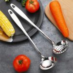 Soup Spoon Stainless Steel Heavy Duty Big Soup Ladle Colander Serving Spoon with Attractive Mirror Finish, Perfect for Hotpot Stirring, Serving Soup, Deep Wide Enough 2PCS (Soup Spoons - 12") - Image 4