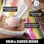 7 inch Ice Cream Scoop - One-Piece Nonstick Aluminum Ice Cream Scooper - Professional Metal Ice Cream Spoon - Durable, Easy to Use & Clean - Lightweight Cookie Spoon - Scoop Ice Cream (Sliver) - Image 4