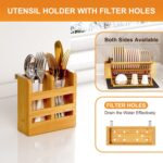 Greenual Bamboo Dish Drying Rack with Utensil Holder, 3 Tier Collapsible Dish Rack, Wooden Dish Racks for Kitchen Counter, Large Folding Drying Holder with Absorbent Dish Drying Mat - Image 4