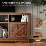 Casaottima TV Stand for 65 Inch TV, Farmhouse Entertainment Center with Power Outlet & LED Light and Storage Cabinets, Console Table and Media Furniture for Living Room Bedroom, Walnut - Image 6