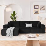 108” Modular Sectional Sofa, Cloud Sectional Couch with Deep Seat, Modern Modular L-Shape Sofa Couch with Chaise,Upholstered Couches for Living Room Bedroom (Black, Left Facing Chaise) - Image 3