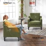 VINGLI Accent Chair for Living Room Chairs Olive Green Reading Chair for Bedroom Scooped Arm Chair Mid Century Modern Accent Chairs Upholstered Comfy Chair for Apartment, Waiting Room - Image 6