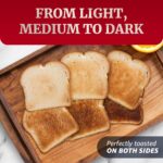 Elite Gourmet ECT-3100 Long Slot 4 Slice Toaster, Reheat, 6 Toast Settings, Defrost, Cancel Functions, Built-in Warming Rack, Extra Wide Slots for Bagels & Waffles, Stainless Steel & Black - Image 8