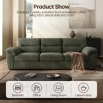 81 inch Corduroysofa for Living Room Three Seater Comfortable Sofa, Fabric Sofa, Modern mid-Century Vintage Brown for Office Meeting Room Apartment(Green, 81inch) - Image 8