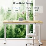 FLEXISPOT Q8 55" Bamboo Standing Desk, Dual Motor 3 Stages Adjustable Height Electric Computer Workstation w/Wireless Charging, Drawer, Quick Install, 220lbs Capacity (Bamboo Tabletop + White Frame) - Image 8