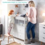 BOLUO Changing Table Dresser with 4 Fabric Drawers and Open Shelf, Baby Dresser with Changing Table Top Diaper Changing Station with Storage for Nursery Modern (White) - Image 6