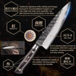 8 Inch Chef Knife, Japanese Chefs Knife Black Forged Kitchen Knife with AUS-8 Alloy Steel and Full Tang Pakkawood Handle, Christmas Gift with Premium Box - Image 5