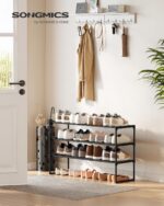 SONGMICS Shoe Rack, 3-Tier Shoe Organizer, Metal Storage Shelf, Upright or Upside Down, for 16-20 Pairs, Stackable, for Entryway, 11.8 x 36.2 x 21.7 Inches, Black ULSA303B02 - Image 3