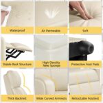 Yaheetech Recliner Chair PU Leather Recliner Sofa Home Theater Seating Adjustable Modern Single Reclining Chair Sofa with Pocket Spring Living Room Bedroom Beige - Image 8