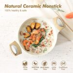 SENSARTE Ceramic Nonstick Stock Pot with Lid, 2.6/4.5/6.6 QT Soup Pot Casserole Pot, Non-toxic Healthy Pasta Pot, Large Cooking Pot Stew Pot, Induction Compatible, PFOA PFAS PTFE Free, White - Image 3