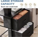 DUMOS Nightstand Small Dresser with 2 Fabric Drawers Side Tables Bedroom End Table Bedside Storage Furniture for 20 inch Tall Night Stand for Entryway, College Dorm, Classic Black - Image 5