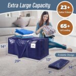 6 Pack Extra Heavy Duty Large Moving Bags with Strong Zipper & Comfortable Handles, Sturdy & Durable Clothes Storage Bags Totes Bins, Blue Packing Moving Boxes for College Supplies, Dark Blue - Image 4