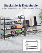 Kitsure Extra-Long Shoe Rack for Closet, Shoe Organizer for Front Door Entrance, Stackable Shoe Shelf, Detachable Closet Organizers and Storage, Black, 39.0" x 11.8" x 23.2" - Image 9