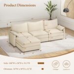 Vesgantti 108" Modular Sectional Sofa, Comfy Cloud Couch with Movable Ottoman Deep Seat Chenille L Shaped Modular Sofa, Sectional Couches for Living Room, Bedroom and Apartment, Beige - Image 3