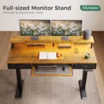 AODK Electric Standing Desk with Drawers & Keyboard Tray, 55 Inch Height Adjustable Gaming Desk with Power Outlets & LED Lights, Sit Stand Table with Monitor Stand for Home, Office, Rustic Brown - Image 6