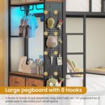 Itaar Metal Bunk Bed Twin Over Twin with Hall Tree, Power Outlet, LED Bunk Bed with 4 Storage Drawers, Bed with Safety Guardrail & Ladders, No Box Spring Needed, Easy Assembly, Rustic Brown - Image 8