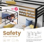 SHA CERLIN Loft Bunk Bed Twin Over Full Size with Ladder and Guardrail,Heavy Duty Metal Slats Support No Box Spring Needed Small Space Saving Furniture for Bedroom Dorm,Black - Image 4