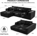 108” Modular Sectional Sofa, Cloud Sectional Couch with Deep Seat, Modern Modular L-Shape Sofa Couch with Chaise,Upholstered Couches for Living Room Bedroom (Black, Left Facing Chaise) - Image 4