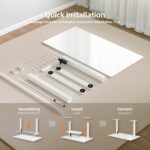 Claiks Glass Standing Desk with Drawers, 48×24 Inch Electric Adjustable Height Stand Up Desk Quick Install Computer Desk, White - Image 10