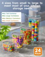 24 PCS Airtight Food Storage Containers with Lids, Kitchen Pantry Organization and Storage, BPA-Free Plastic Scale Food Canisters for Cereal, Flour, Sugar, Dry Food, Include Labels & Marker - Image 3