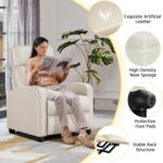 Yaheetech Recliner Chair PU Leather Recliner Sofa Home Theater Seating Adjustable Modern Single Reclining Chair Sofa with Pocket Spring Living Room Bedroom Beige - Image 7