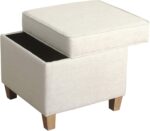 Homepop Home Decor | K7342-F2067 | Classic Square Storage Ottoman with Lift Off Lid | Ottoman with Storage for Living Room & Bedroom, Cream Woven - Image 12