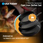 Utopia Kitchen Cast iron Skillets 3 Piece Set, Chefs Pan, Pre Seasoned Cast iron Skillets, 6, 8 & 10 Inches, Easy Use in the Oven, Stove, Grill, or Campfire, Black - Image 3