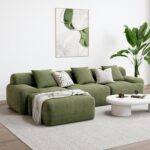 LIKIMIO 118" Modern L-Shaped Modular Sectional Sofa for Living Room, Corduroy Upholstery Green, Oversized 3-Seater Couch with Deep Seat and Movable Ottoman – No Assembly - Image 2