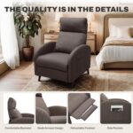 Softa Recliner Chair for Adults, Small Fabric Reclining Chair with Side Pockets, Adjustable Home Theater Seating Modern Armchair with Extended Footrest for Living Room, Brown - Image 5