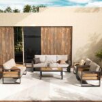 ZANDOR Outdoor Aluminum Patio Furniture - 1 Pcs 3-Seat, All-Weather Metal Modern Outside Sofa with Washable Thick Cushion for Garden/Backyard/Porch, Grey - Image 7