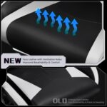 Yaheetech Gaming Chair, Video Game Chair with Massage Lumbar Support and Footrest Height Adjustable Ergonomic Computer Gaming Chair with Swivel Seat and Headrest, Black/White - Image 7