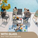 Devoko 4 Pieces Patio Furniture Set Outdoor Garden Patio Conversation Sets Poolside Lawn Chairs with Glass Coffee Table Porch Furniture (Black) - Image 7