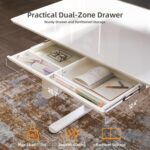 Claiks Glass Standing Desk with Drawers, 48×24 Inch Electric Adjustable Height Stand Up Desk Quick Install Computer Desk, White - Image 6