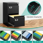 SISESOL 2 Drawer File Cabinet with Lock,Narrow Vertical Filing Cabinet,Under Desk File Cabinets,Black Metal File Cabinets for Home Office,Fit Letter Size,Files Folder,Easy Assemble - Image 5
