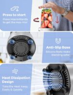 Ganiza Smoothie Blender, 900W Blenders for Shakes and Smoothies, 15-Piece Personal Blender and Grinder Combo for Kitchen, Smoothies Maker with 4 BPA-Free Portable Cup, Nutritious Recipe - Image 6