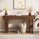 Tribesigns 63-Inch Long Console Table, Wooden Rectangular Sofa Table Behind The Couch, Farmhouse Entryway Table for Entrance, Hallway, Living Room (Rustic Brown) - Image 5