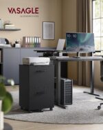 VASAGLE 2-Drawer File Cabinet, Small Rolling Filing Cabinet for Home Office, Printer Stand, for A4, Letter-Size Documents, 15.7 x 16.5 x 27.6 Inches, Matte Black UOFC040B16 - Image 3