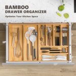 Kitchen Drawer Organizer Bins, Stackable Bamboo Deep Drawer Organizer for Silverware, Utensils, Cutlery, Flatware, Junk Drawer, Dresser, Bathroom, 9" x 3" x 2.5" (Set of 2) - Image 4