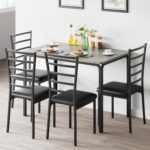 IDEALHOUSE 5-Piece Kitchen Dining Room Table Chair Set for Small Space, Indoor Modern Dinette Set for 4, Square Dinner Table Set for Dinette, Breakfast (Grey) - Image 4