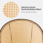 Black Bar Stools Set of 3, Swivel Counter Stools with Rattan Back & Metal Legs, 26" PU Leather Barstools Counter Height, Mid Century Modern Bar Chairs Island Stools for Kitchen Counter - Image 9