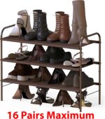 Simple Houseware 3-Tier Shoe Rack Storage Organizer, Bronze – Space-Saving Shoe Shelf, Holds 9–16 Pairs, Sturdy Metal Frame, Easy Assembly – Closet, Entryway, Bedroom Shoe Storage Solution - Image 6