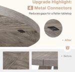 Tribesigns Round Dining Table Wood Kitchen Table for Dining Room, 47" Dinning Room Tables for 4 Adult, Farmhouse Dinner Table with Wooden Tabletop and Cross Base, Rustic Grey - Image 4